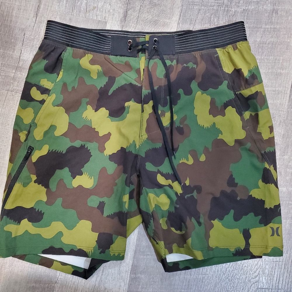 Hurley Men’s Camo Board Shorts in Green and Brown